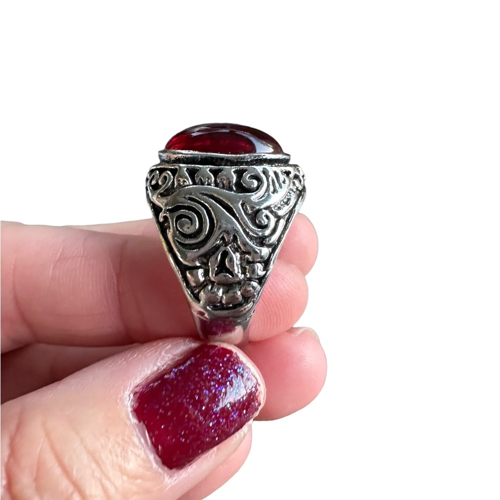 Ruby Stone Class Ring Style Ring - Picture 5 of 10
